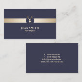Hair Stylist Classy Blue & Gold Modern Visitekaartje (Voorkant / Achterkant)