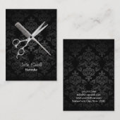 Hair Stylist Classy Dark Damask Salon Visitekaartje (Voorkant / Achterkant)