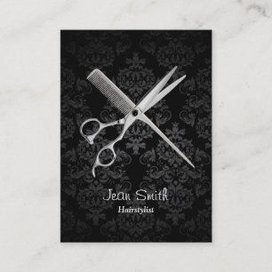 Hair Stylist Classy Dark Damask Salon Visitekaartje