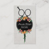 Hair Stylist Classy Scissor & Flowers Appointment Afsprakenkaartje (Voorkant)