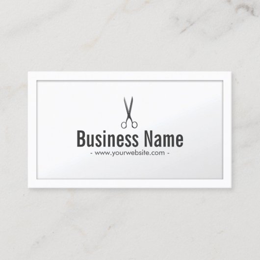 Hair Stylist Classy White Scissor Hair Salon Visitekaartje (Voorkant)