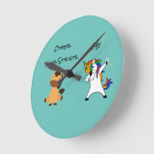 Hair Stylist Clock Unicorn Ronde Klok (Hoek)