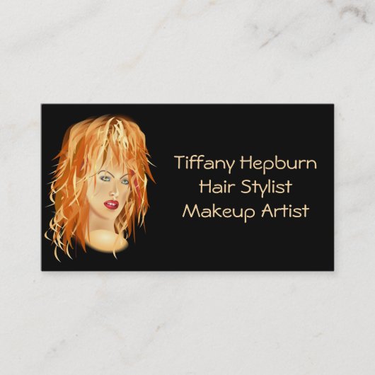Hair Stylist Cosmetoloog Elegant Red Head Visitekaartje (Voorkant)