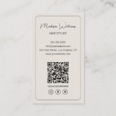 Hair Stylist Custom Logo Photo QR Code Visitekaartje (Achterkant)
