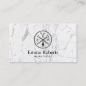 Hair Stylist Custom Salon Logo Modern White Marble Visitekaartje (Voorkant)