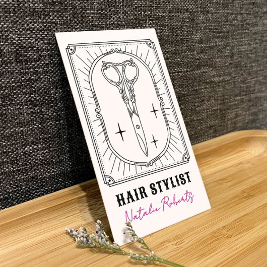 Hair Stylist Cute Scissor Doodle Custom Photo Visitekaartje