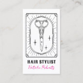 Hair Stylist Cute Scissor Doodle Custom Photo Visitekaartje (Voorkant)