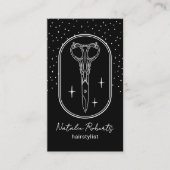 Hair Stylist Cute Scissor Logo Black Beauty Salon Visitekaartje (Voorkant)