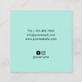 Hair Stylist Cute Scissor Minimalist Mint Green Vierkante Visitekaartje (Achterkant)