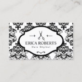 Hair Stylist Damask Elegant Scissor Visitekaartje (Voorkant)