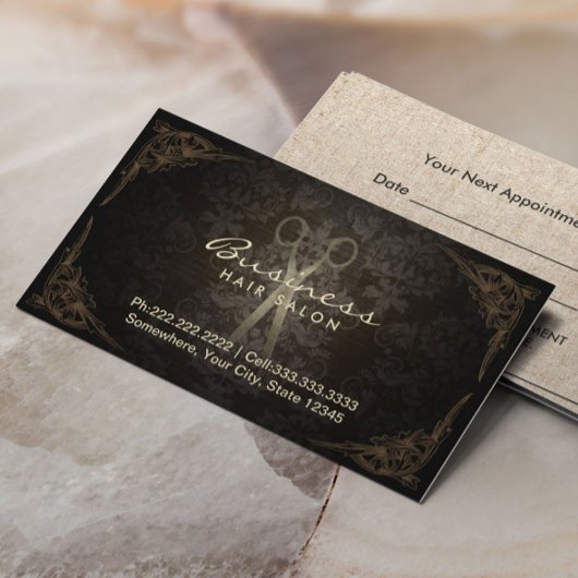 Hair Stylist  Damask Salon Appointment Afsprakenkaartje