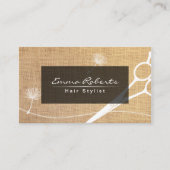 Hair Stylist Dandelion & Scissor Rustic Burlap Visitekaartje (Voorkant)