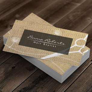 Hair Stylist Dandelion & Scissor Rustic Burlap Visitekaartje
