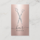 Hair Stylist Diamond Scissor Roos Gold Salon Visitekaartje (Voorkant)