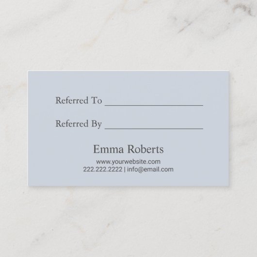 Hair Stylist Dusty Blue Floral Salon Referral (Achterkant)