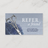 Hair Stylist Dusty Blue Floral Salon Referral (Voorkant)