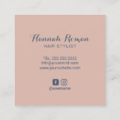 Hair Stylist Dusty Blue & Pink Botanical Salon Vierkante Visitekaartje (Achterkant)
