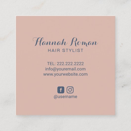 Hair Stylist Dusty Blue & Pink Botanical Salon Vierkante Visitekaartje (Achterkant)