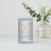 Hair Stylist Dusty Blue Silver Glitter Appointment Afsprakenkaartje (Staand voorkant)