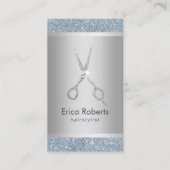 Hair Stylist Dusty Blue Silver Glitter Appointment Afsprakenkaartje (Voorkant)