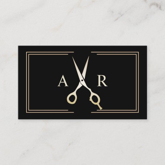 Hair Stylist Elegant Black & Gold Beauty Salon Visitekaartje (Voorkant)