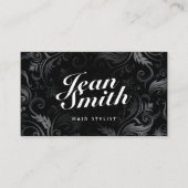 Hair Stylist Elegant Black Ornament Typografie Visitekaartje (Voorkant)