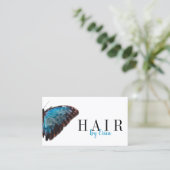 Hair Stylist Elegant Blue Butterfly Beauty Salon Visitekaartje (Staand voorkant)