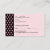 Hair Stylist Elegant Chic Pink Appointment Visitekaartje (Achterkant)