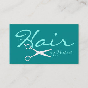 Hair Stylist Elegant Dark Cyan Background Visitekaartje