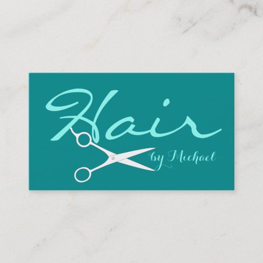 Hair Stylist Elegant Dark Cyan Background Visitekaartje (Voorkant)