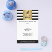 Hair Stylist Elegant Gold Black White Stripes Flyer (Enkel)