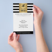 Hair Stylist Elegant Gold Black White Stripes Flyer (Hand)