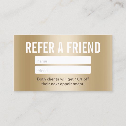 Hair Stylist Elegant Gold Foil Salon Reference Kaa Aanbevelingskaartje (Voorkant)
