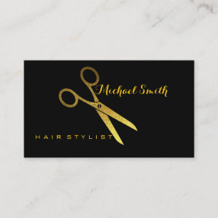 Hair Stylist Elegant Gold Scissors Salon #4 Visitekaartje