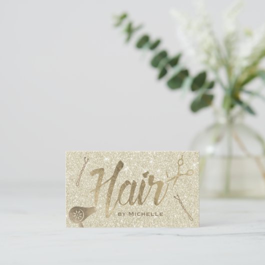 Hair Stylist Elegant Gold Typography Beauty Salon Visitekaartje (Staand voorkant)