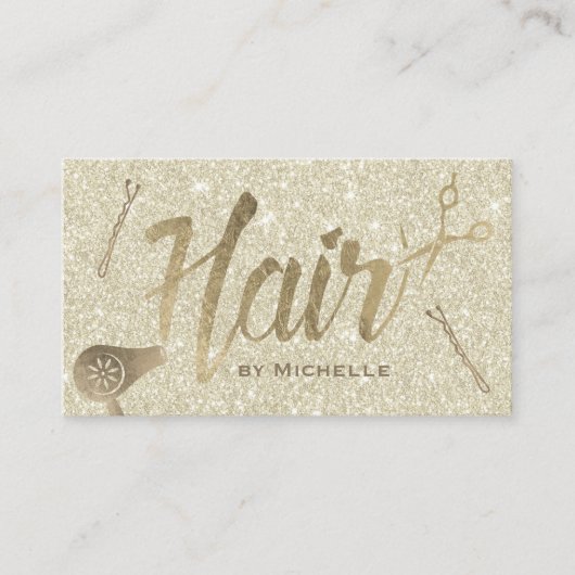 Hair Stylist Elegant Gold Typography Beauty Salon Visitekaartje (Voorkant)