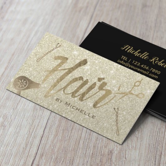 Hair Stylist Elegant Gold Typography Beauty Salon Visitekaartje