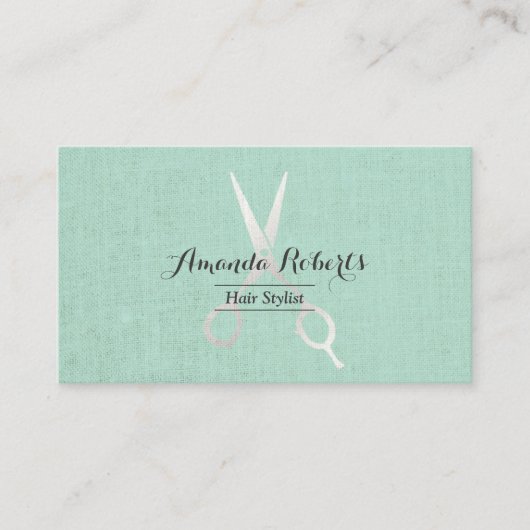 Hair Stylist Elegant Linen Background Visitekaartje (Voorkant)