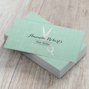 Hair Stylist Elegant Linen Background Visitekaartje