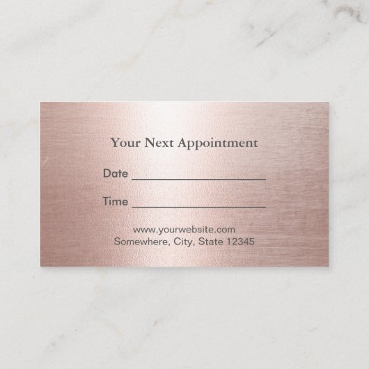 Hair Stylist Elegant Roos Gold Salon Appointment Afsprakenkaartje (Achterkant)