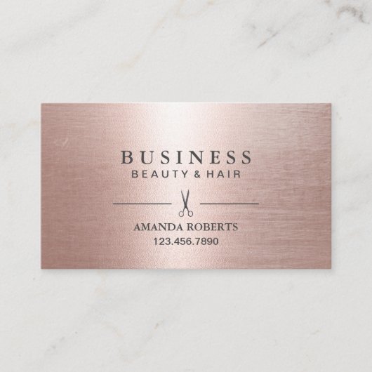 Hair Stylist Elegant Roos Gold Salon Appointment Afsprakenkaartje (Voorkant)