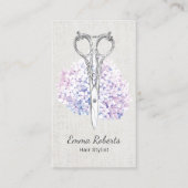 Hair Stylist Elegant Scissor & Flower Beauty Salon Visitekaartje (Voorkant)