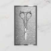 Hair Stylist Elegant Scissor Modern Silver Glitter Visitekaartje (Voorkant)
