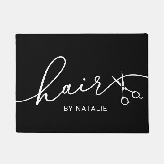 Hair Stylist Elegant Scissor Script Beauty Salon Deurmat (Voorkant)