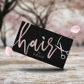 Hair Stylist Elegant Scissor Script Black Salon Visitekaartje