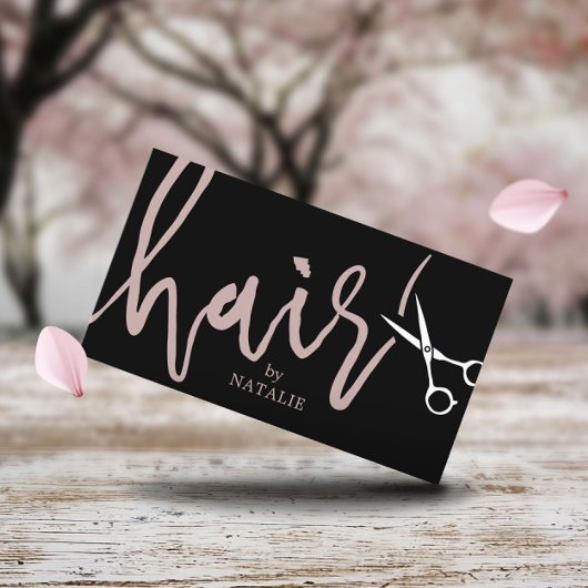 Hair Stylist Elegant Scissor Script Black Salon Visitekaartje