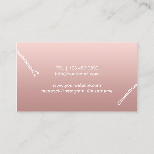 Hair Stylist Elegant Typography Roos Gold Salon Visitekaartje (Achterkant)