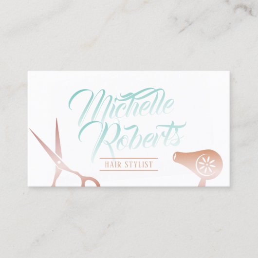 Hair Stylist Elegant Typography Roos Gold Salon Visitekaartje (Voorkant)