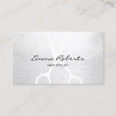 Hair Stylist Elegant White Scissor Minimalist Visitekaartje (Voorkant)