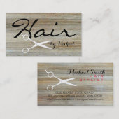 Hair Stylist Elegant Wood Grain Achtergrond #4 Visitekaartje (Voorkant / Achterkant)